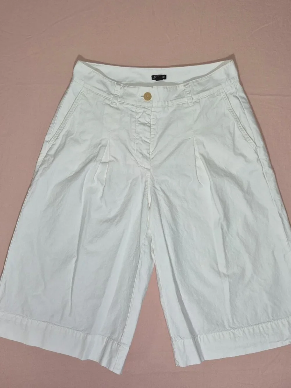 J Crew Cotton-Linen Womens Pleated Culotte Shorts White Style CI433 Size 0
